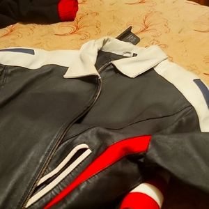 Michael Hoban North Beach Leather Flag Jacket S SM